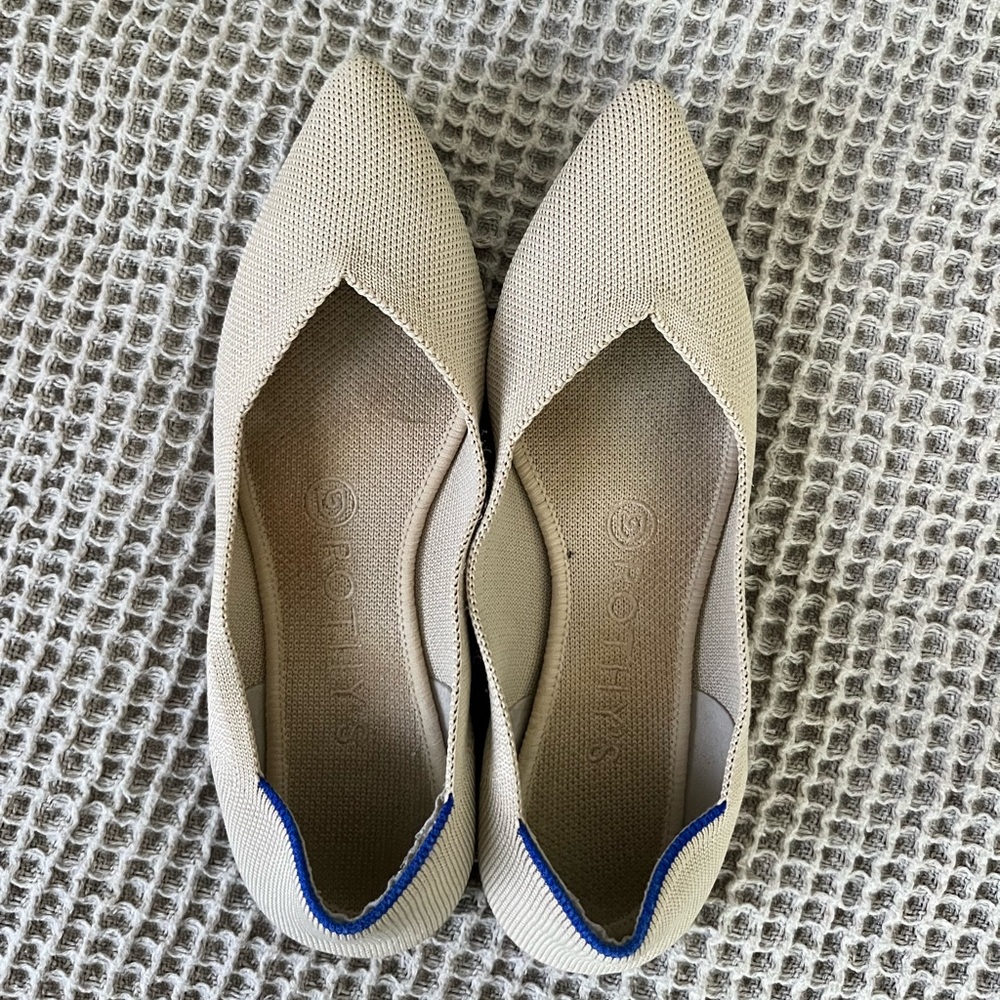 Rothy's Pointed Toe The Point Ecru Flats Size 7 B… - image 5